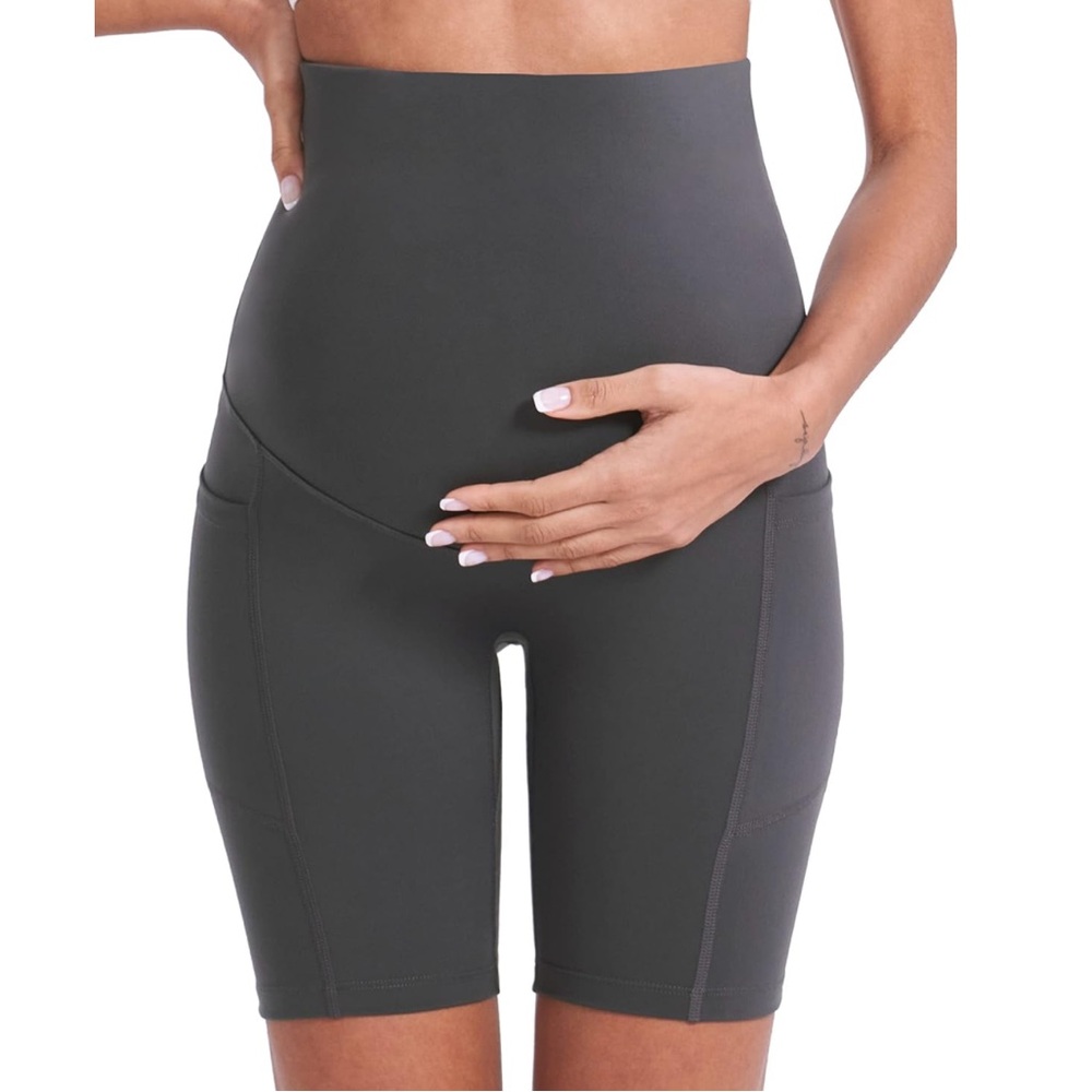 ⚡️ NIP Grey Maternity High-Waisted Active Shorts Size S - Picture 3 of 4